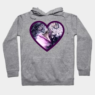 Purple/Grey Paint Pour Heart Hoodie